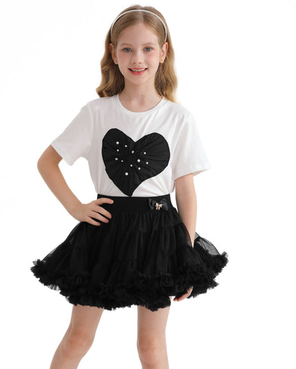 White Pearl Heart Applique T-Shirt