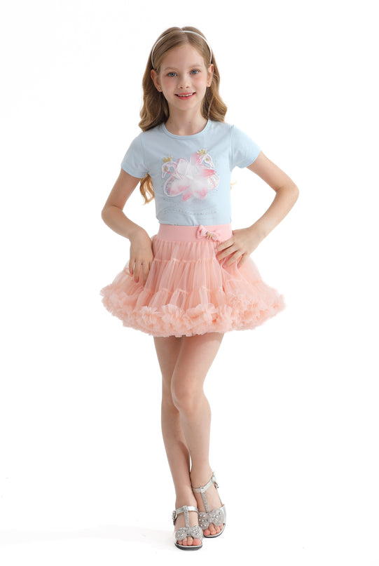 Pink Blush Bow Tutu Skirt