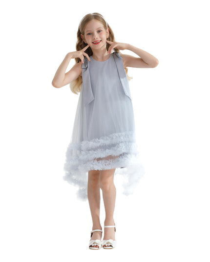 Blue Violeta Sleeveless Ruffle Overlay Dress