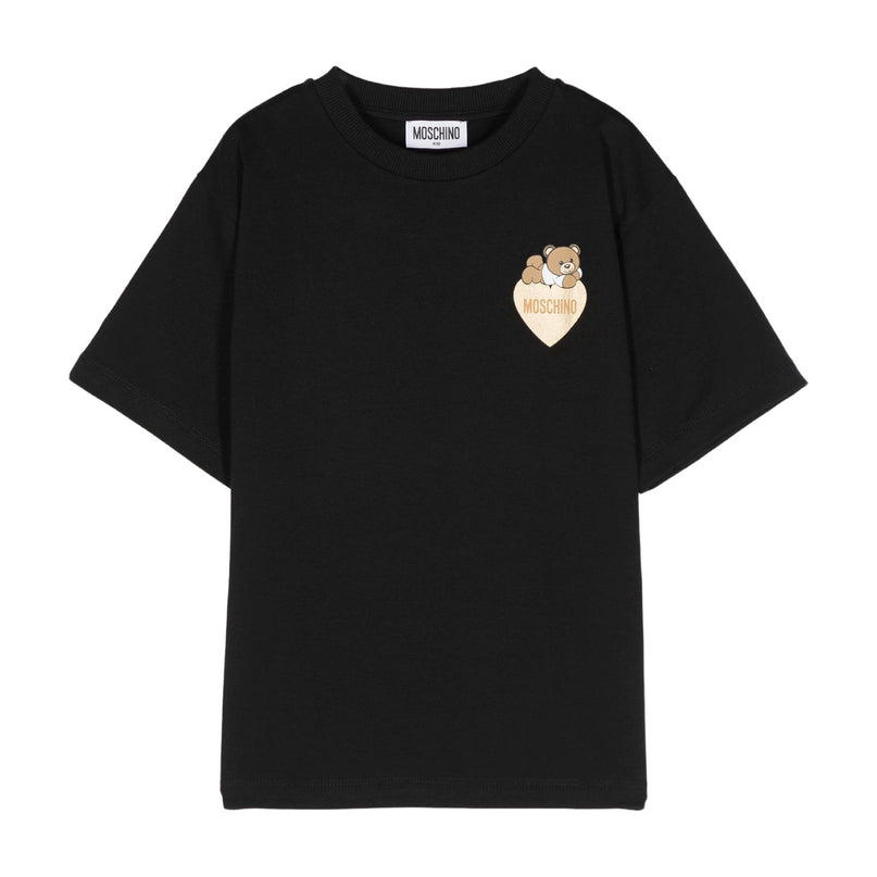 Black Heart Bear Print T-Shirt