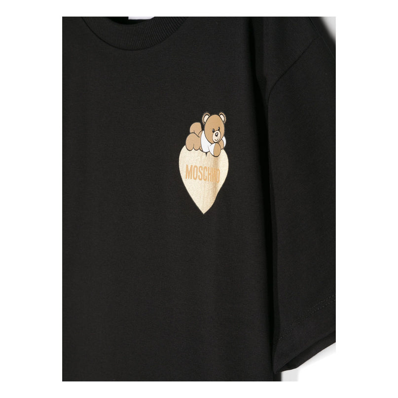 Black Heart Bear Print T-Shirt