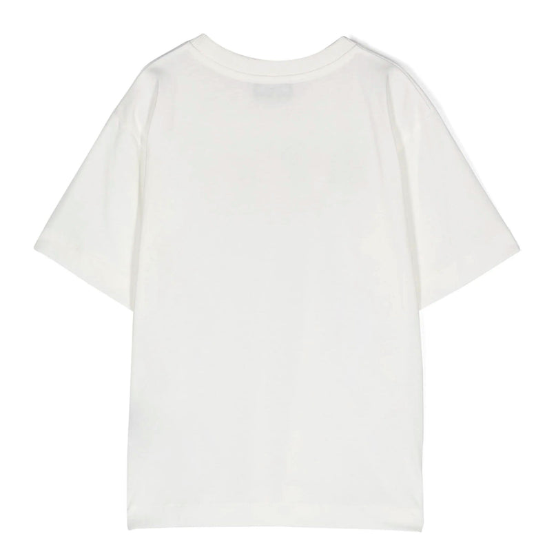 White 3 Bears Text Logo Print T-Shirt