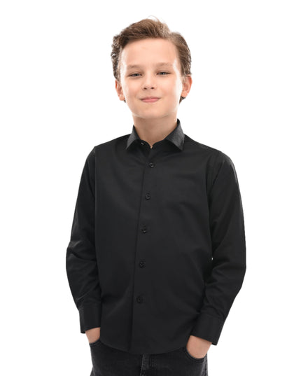 Black Solid Dress Shirt