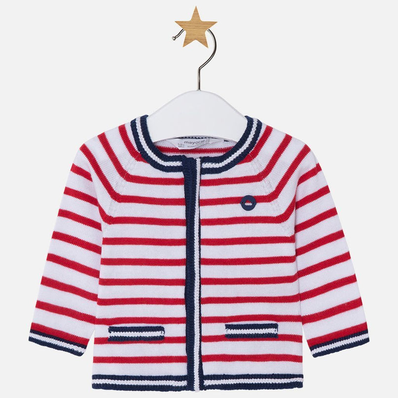 Mayoral Red Stripe Knitting Pullover Cardigan-Sweaters-Mayoral-kids atelier