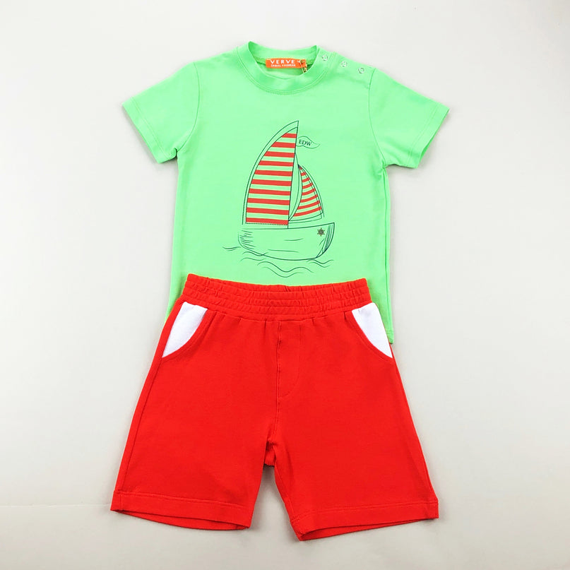 Green Sailboat Outfit Set