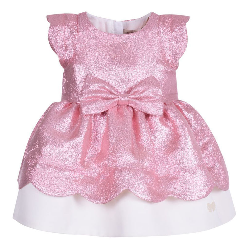 Pink Scalloped Bodice Dress+Bloomers