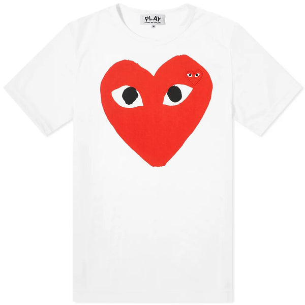 White Double Heart Eyes T-Shirt S / White by Kids Atelier
