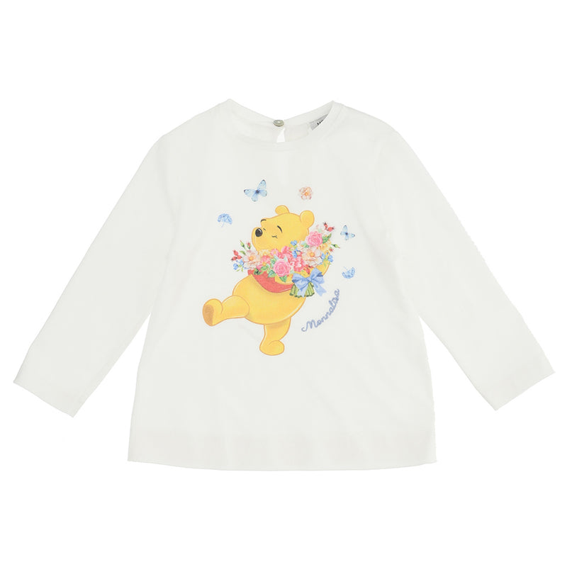 monnalisa-Winnie The Pooh White Long Sleeve T-Shirt-398614p6-8002-0001