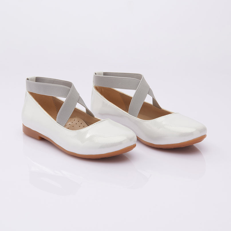 Toddler White Satin Ballerina Flats