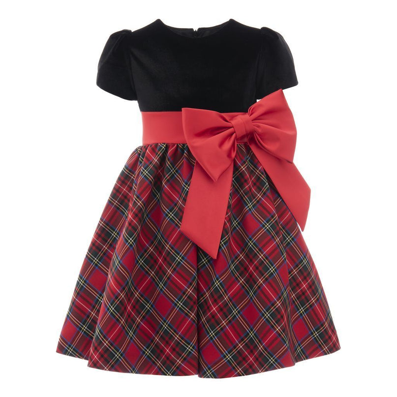 kids-atelier-tulleen-kid-baby-girl-black-plaid-bow-dress-th-2110-black