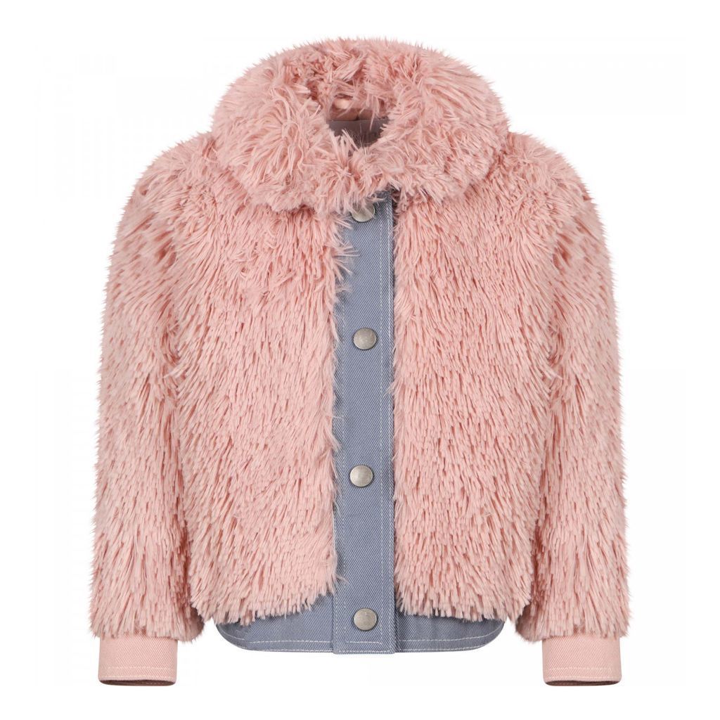 Distressed Denim Jacket with Light Pink Fur Collar and Lining – Daniella  Erin NYC