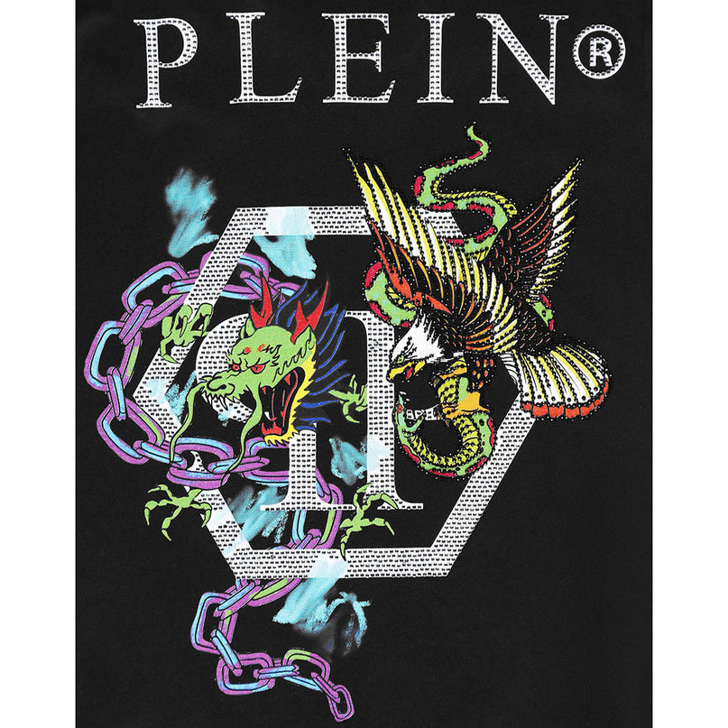 philipp-plein-Black Tattoo Patches T-Shirt-2xm001-laa24-60100