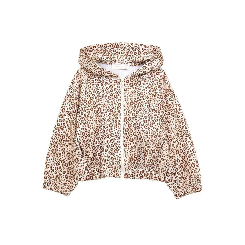 Beige Leopard Print Zip Up