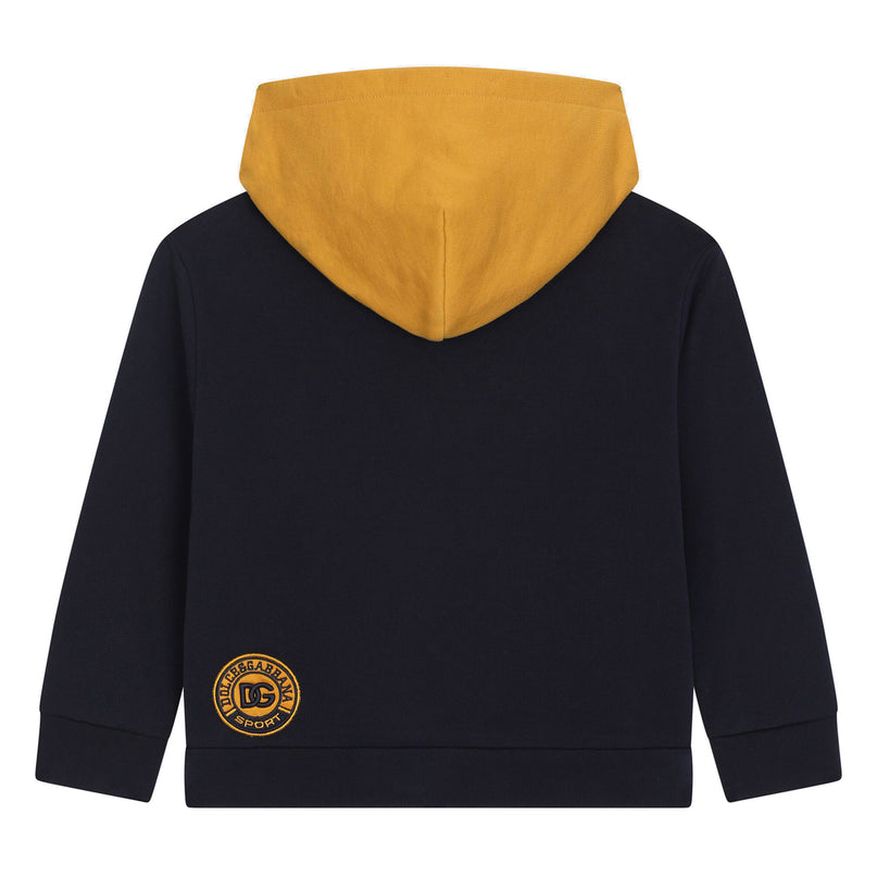 Yellow & Blue Logo Print Hoodie