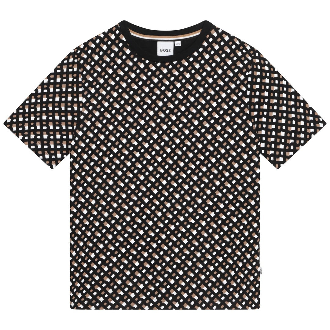 BOSS - Cotton-jersey regular-fit T-shirt with monogram pattern