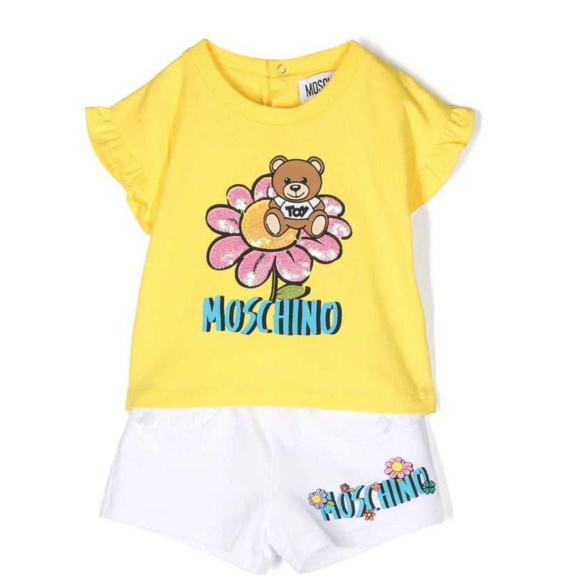 moschino-Flower Teddy T-shirt & Shorts Set in Stretch Cotton-set-mdg00p-lba08-10101