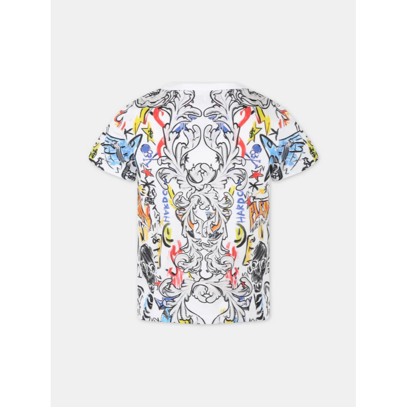 philipp-plein-White Graphic Print T-Shirt-t-shirt-2pm004-laa26-86591