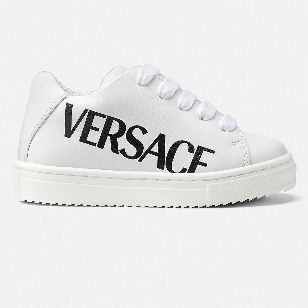 Versace Kids logo-print touch-strap sneakers - White