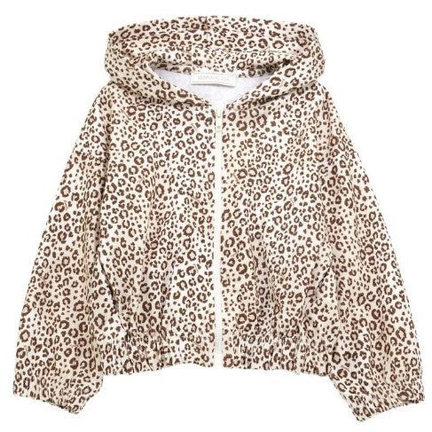 Beige Leopard Print Zip Up