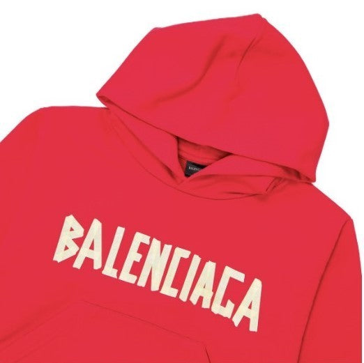 Balenciaga red best sale logo hoodie