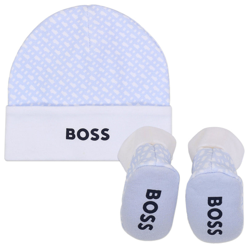 boss-j98394-771-nb-Pale Blue Hat and Booties set