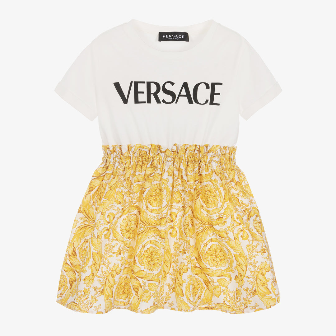 Versace Kids Barocco-print cotton shorties - White