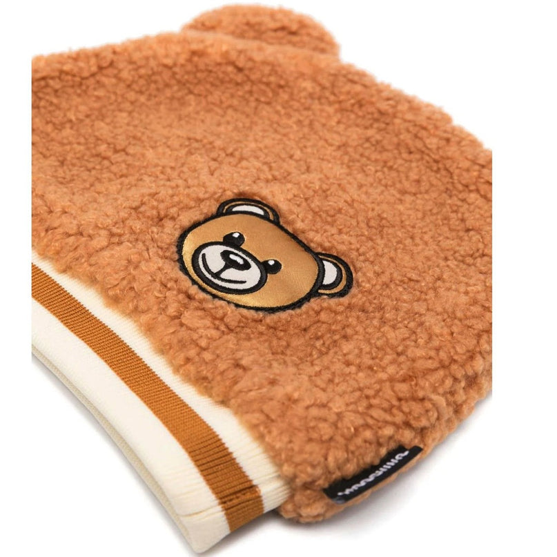 moschino-Brown Fuzzy Bear Print Beanie-mux04i-lia00-20093