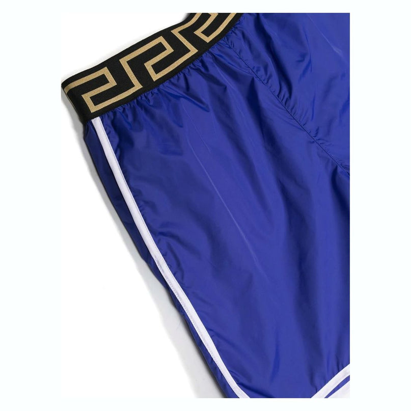 versace-1005433-1a06965-1ue60-Greca-Waistband Detail Swim Shorts