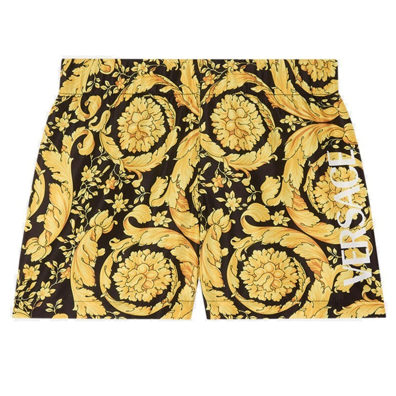 versace-1000281-1a02640-5b000-Gold Barocco Swim Shorts