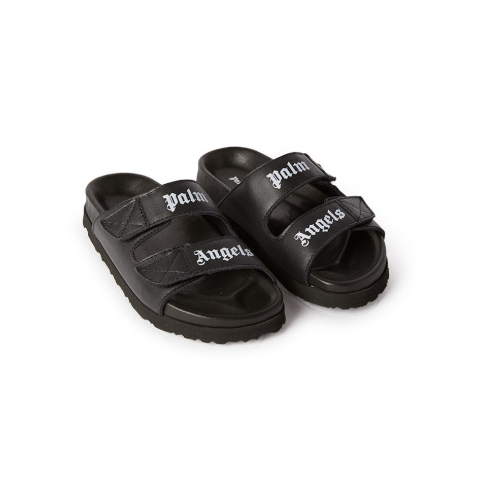 Black Print Double Strap Sandals