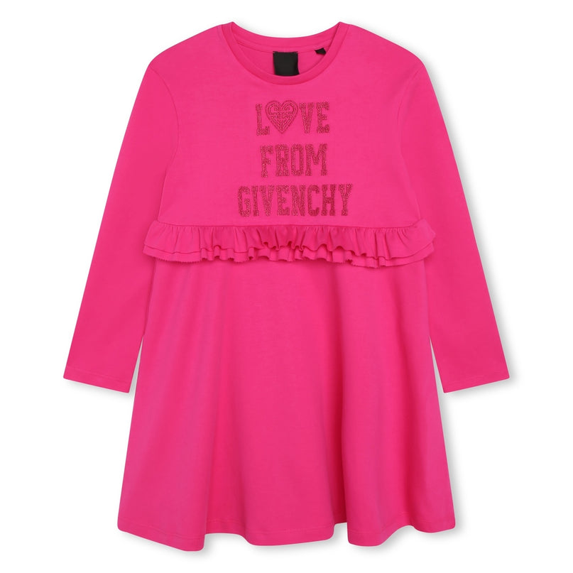 givenchy-h12306-49n-Pink Frilled Cotton Dress