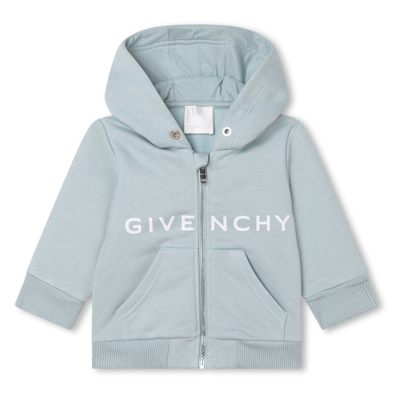 givenchy-h05279-773-Pale Blue Cotton Zip-Up Hoodie