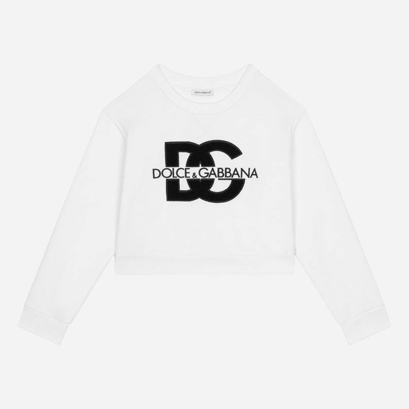 dg-l5jwac-g7l4j-w0800-White Cotton DG Sweatshirt