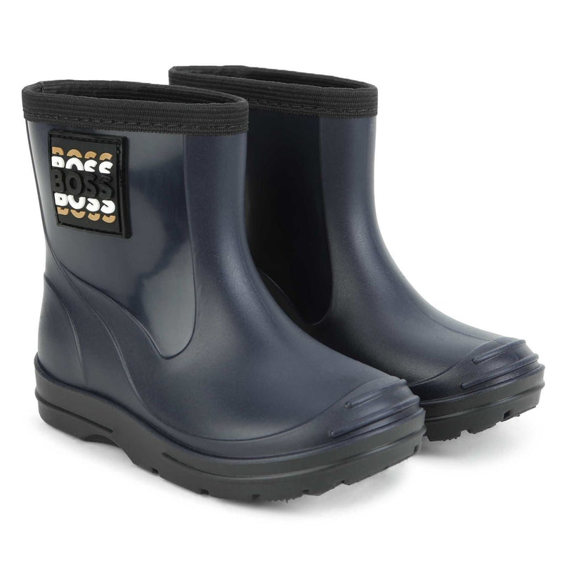 Navy Logo Rainboots