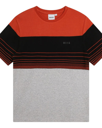 Orange Logo Striped T-Shirt