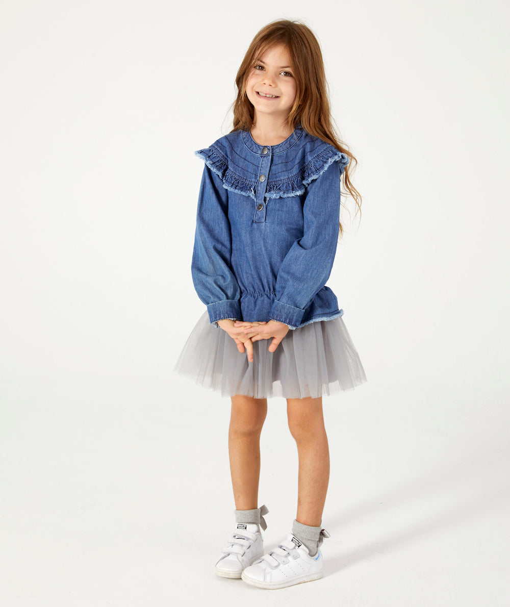 Peek-A-Boo Denim Tulle Top – Meow and Barks Boutique