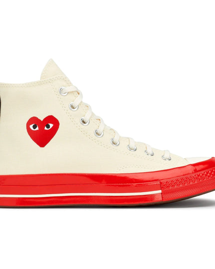 Beige & Red Converse High Top Sneakers