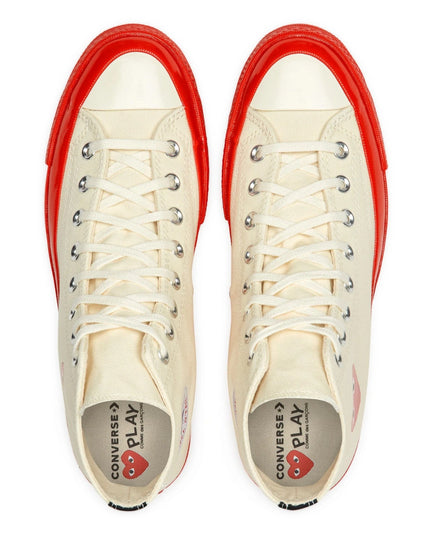 Beige & Red Converse High Top Sneakers