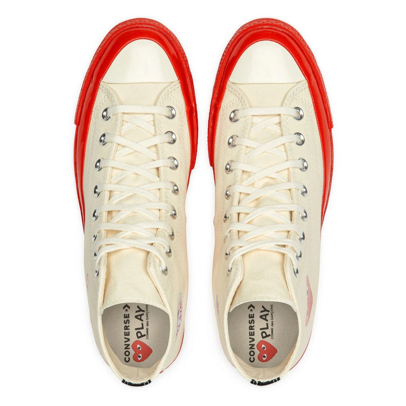 Beige & Red Converse High Top Sneakers