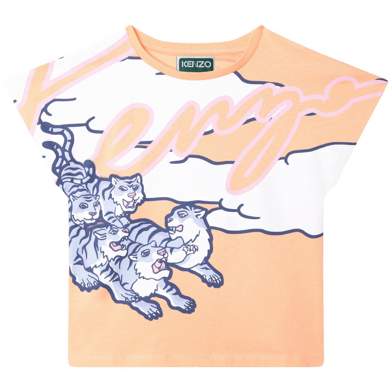 kenzo-k15621-57a-Orange Logo T-Shirt