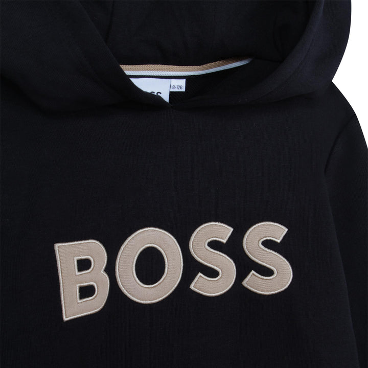 boss-j25o60-09b-kb-Black Cotton Logo Hoodie