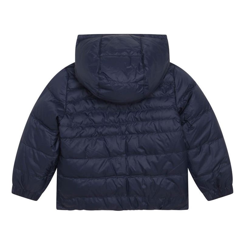 boss-Yellow & Navy Reversible Hooded Puffer Jacket-j06254-616