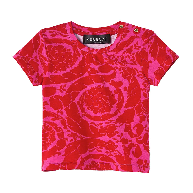 versace-Pink Barocco T-Shirt-1000152-1a05212-5r360