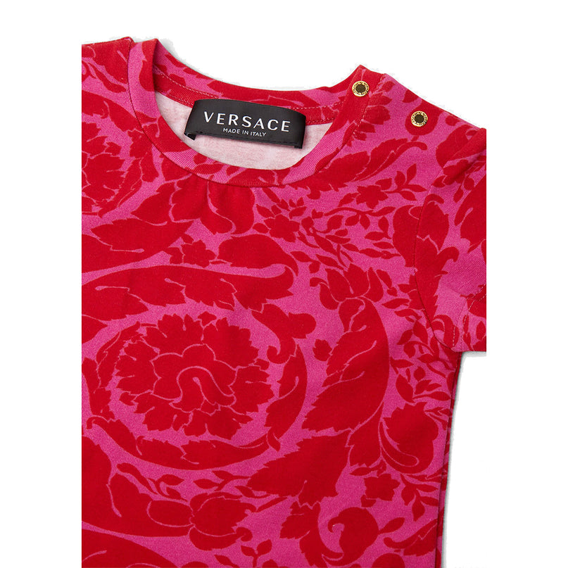 versace-Pink Barocco T-Shirt-1000152-1a05212-5r360