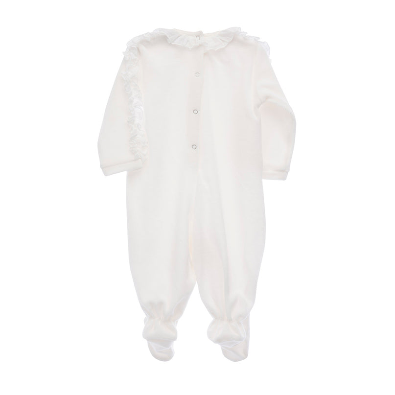 Beige Long Sleeve Ruffle Babygrow