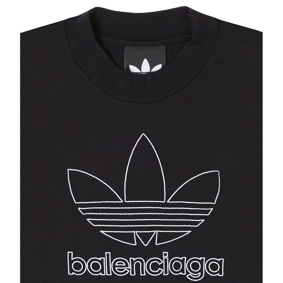 Black white X adidas logo-print oversized cotton T-shirt, Balenciaga