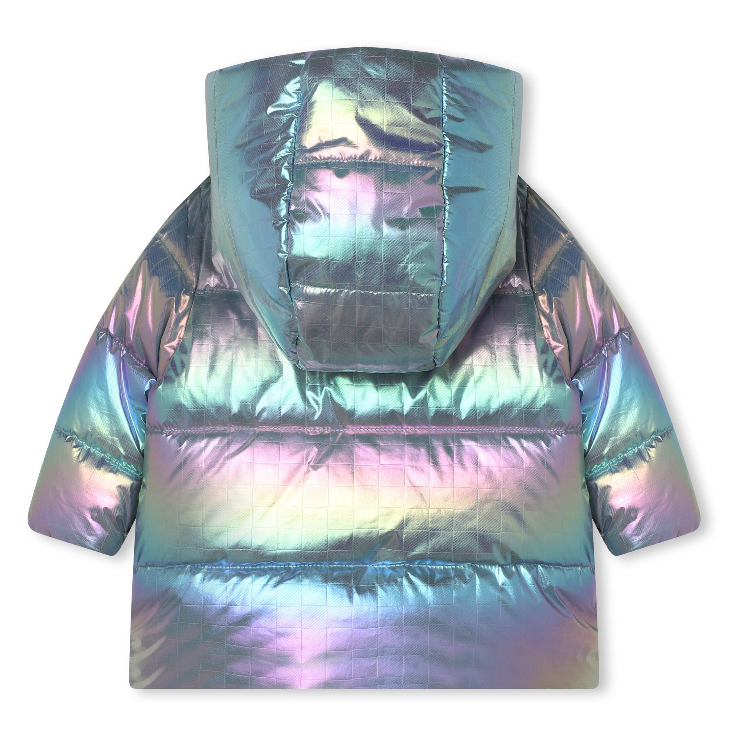 Iridescent hooded puffer online jacket