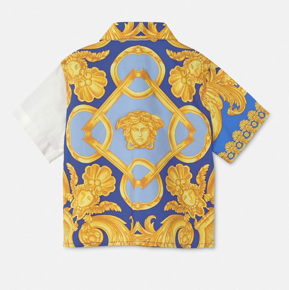 Shop Versace Informal Baroque Print Silk Shirt