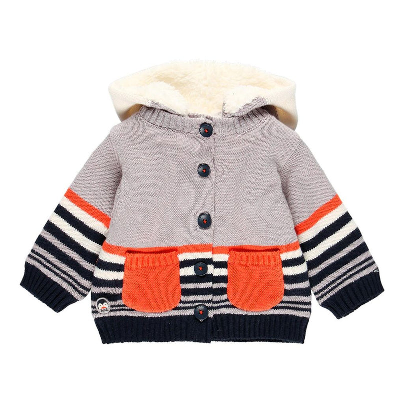 Boboli-111171-8115-grey-Knitwear jacket "penguin" for baby