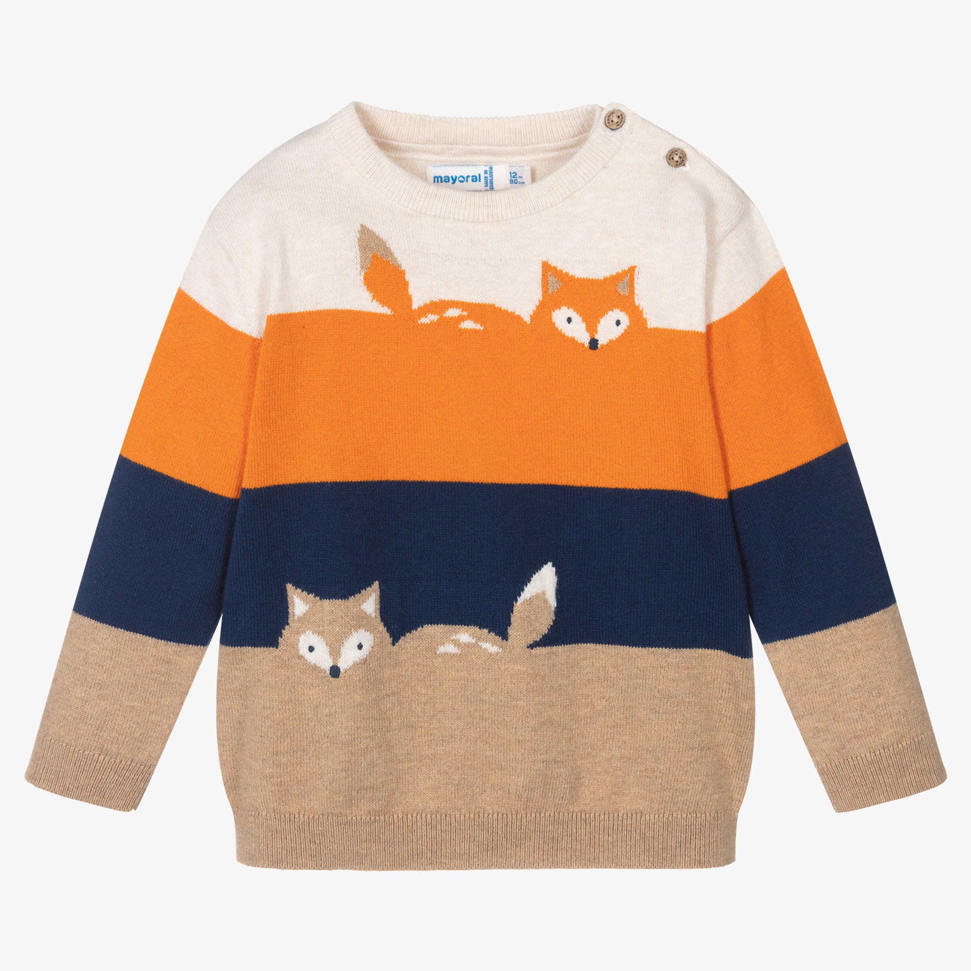 Multicolor Striped Fox Graphic Sweater - kids atelier